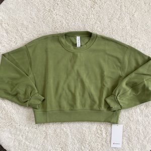 ❤️ Lululemon Perfectly Oversized Cropped Crew Softstreme Bronze Green Sz 10 NWT